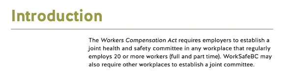 WorkSafeBC Joint Health and Safety Committees (JHSC) Requirements